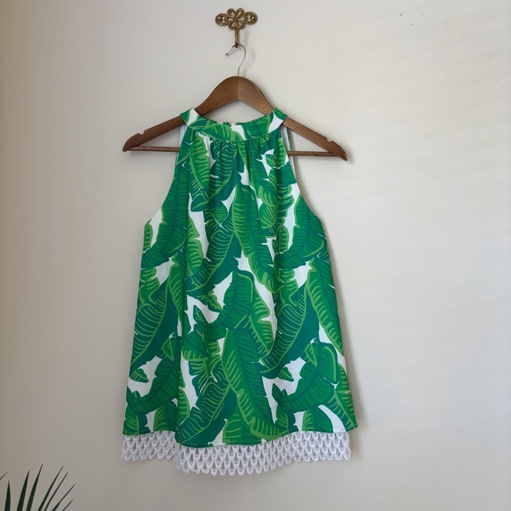 STS Sail To Sable Banana Leaf Print Sleeveless Halter Top XS Resortwear